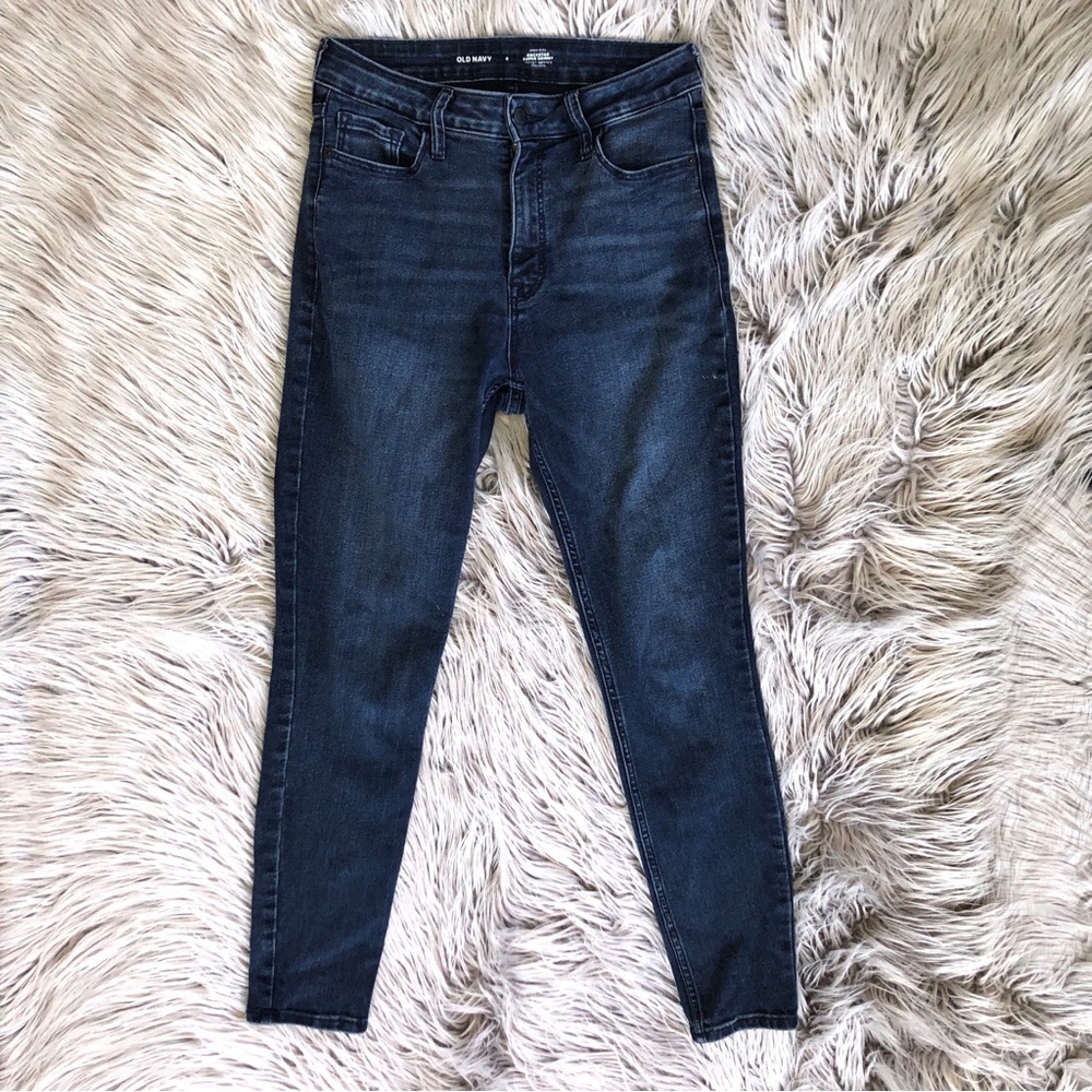 Old Navy High-Rise Dark Wash Super Skinny Rockstar Jeans, Size 8